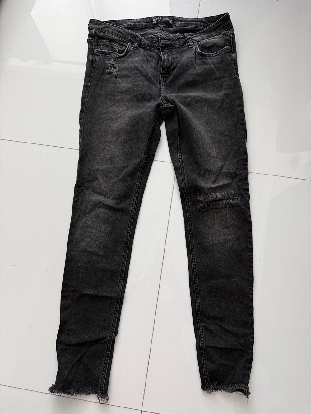 Zara Black Distressed Skinny Jeans
